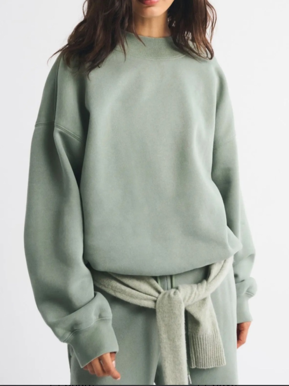 Abercrombie Sage Green Oversized Mock Neck Sweatshirt
